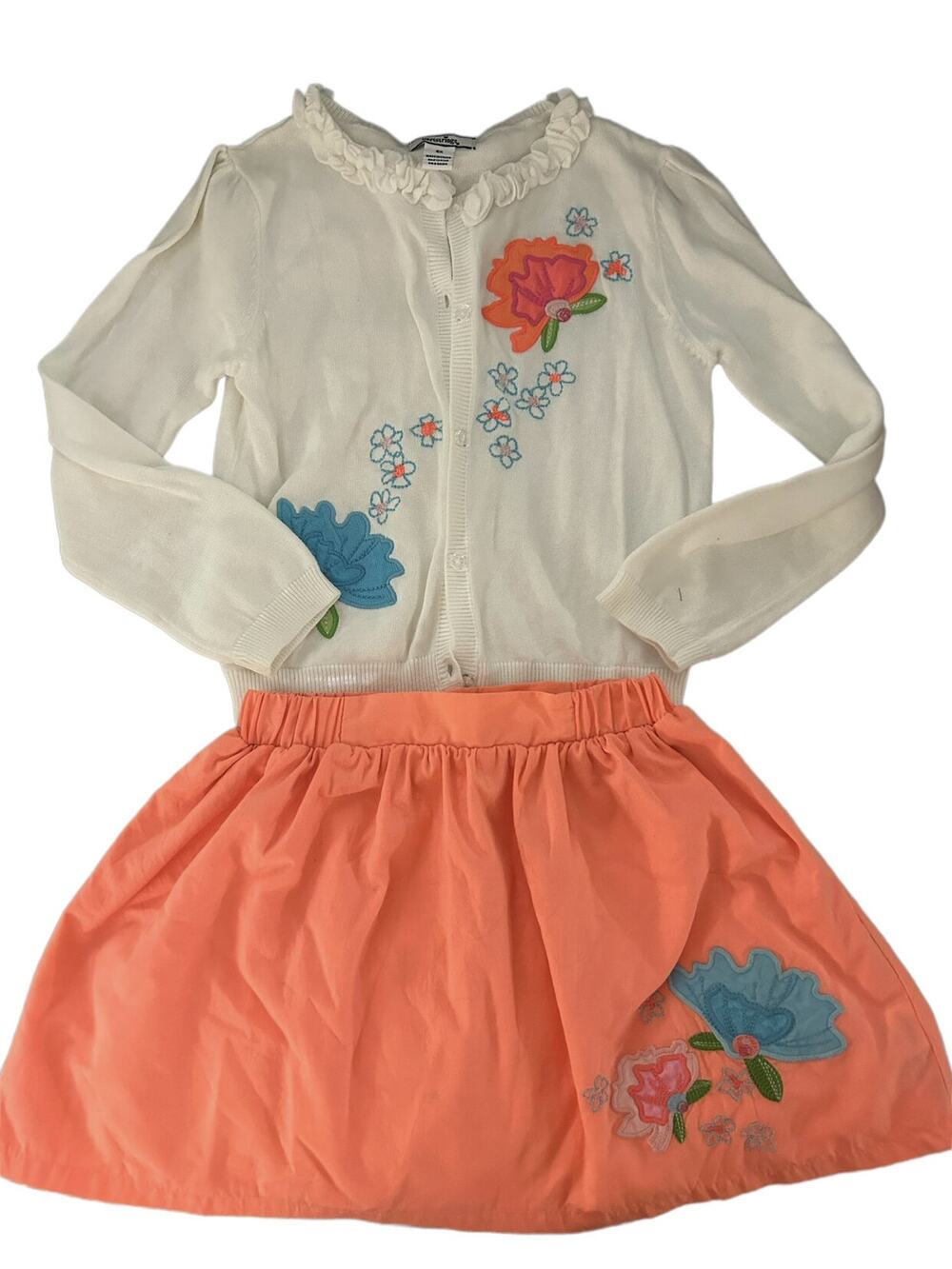 Heartstrings White A Cardigan Fluorescent Skirt With Flowers size 6